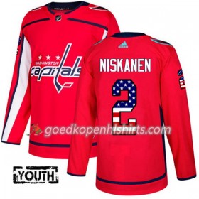 Washington Capitals Matt Niskanen 2 Adidas 2017-2018 Rood USA Flag Fashion Authentic Shirt - Kinderen